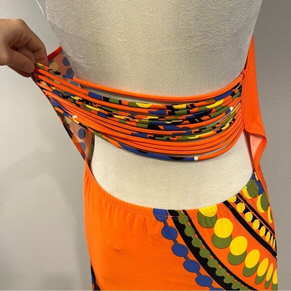 Venus Vibrant Orange Halter Maxi Dress size medium - Picture 8 of 14